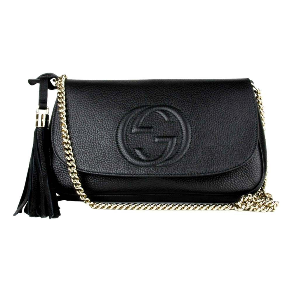 Gucci Soho Disco GG Black Calf Leather Tassel Chain Crossbody Bag - Picture 2 of 6